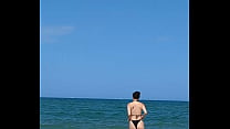 Fucking my Asian girlfriend in a tent on a public beach. I cum inside!