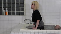 Japanese mistress Subaru washes a masochist man in a bathroom