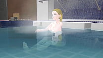 Anime woman took a bath in a Japanese public bath【sento】