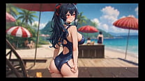 Bluring the walls [ ROMANCE Hentai Game ] Ep.7 EXHIB COUPLE at the BEACH !