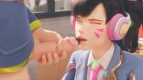 3D Compilation: Dva Blowjob Masturbating in classroom and Get Hard Anal Fucked
