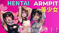 Beautiful young women staring at you while showing off their sexy armpits (hentai) (ai generated)